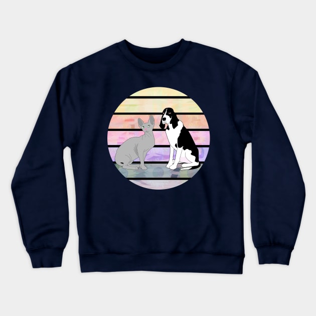 Cat and Dog Crewneck Sweatshirt by momomoma